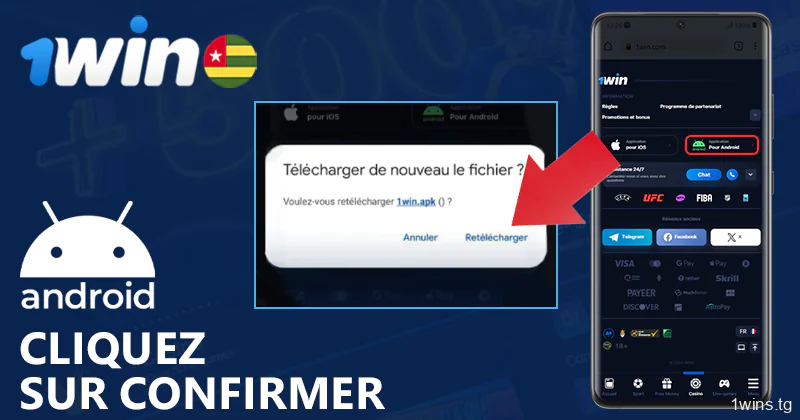 Confirmer le téléchargement du fichier 1Win APK