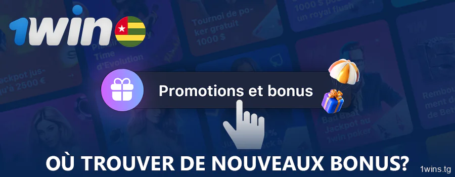 instructions pour savoir où trouver les nouveaux bonus 1Win au Togo