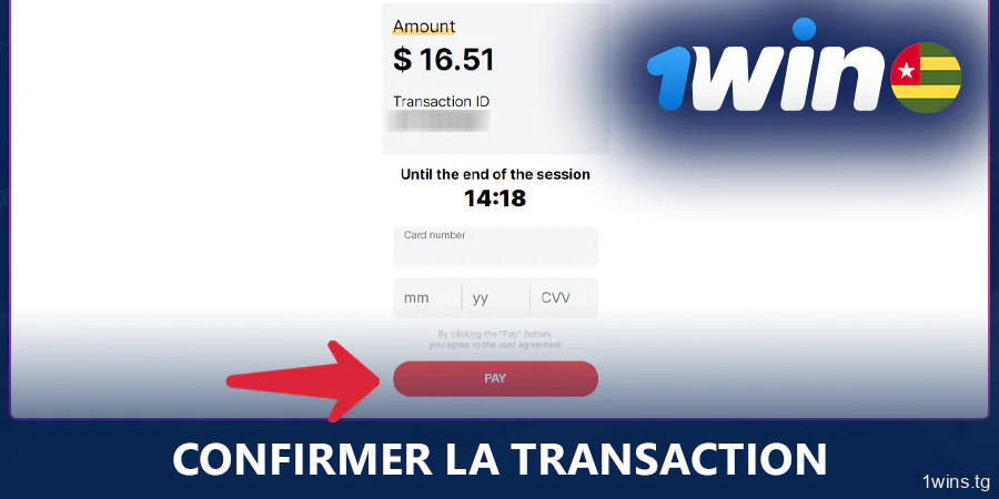 Complétez votre dépôt chez 1Win sur le site du système de paiement