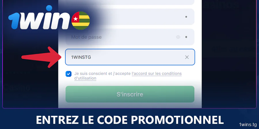 Entrez le code promo pour un bonus supplémentaire après l'inscription à 1Win