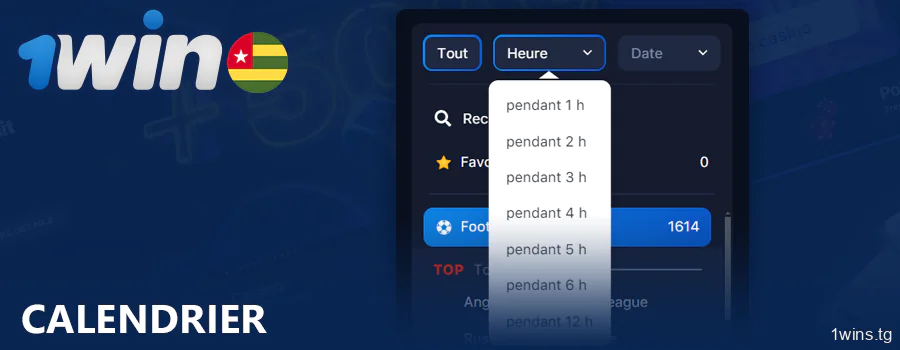 Calendrier des événements sportifs sur 1Win