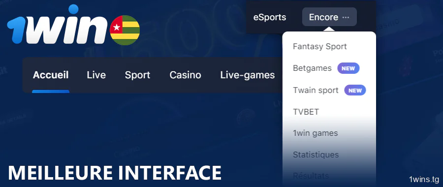 Interface conviviale du site web de 1Win
