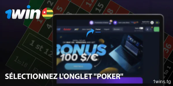 Sur la page d'accueil de 1win, sélectionnez l'onglet "Poker"