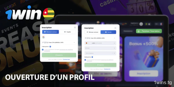 Enregistrement d'un profil sur 1win Togo via les médias sociaux ou l'e-mail