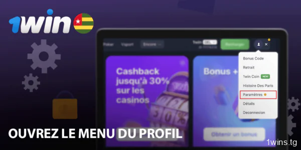 Accéder au menu du profil 1win au Togo