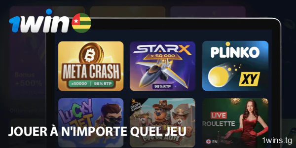 Parier ou jouer à n'importe quel jeu sur 1win au Togo