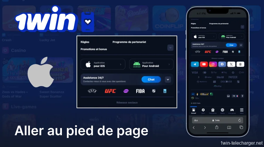 Cliquez sur le bouton « Télécharger sur iOS » dans le pied de page