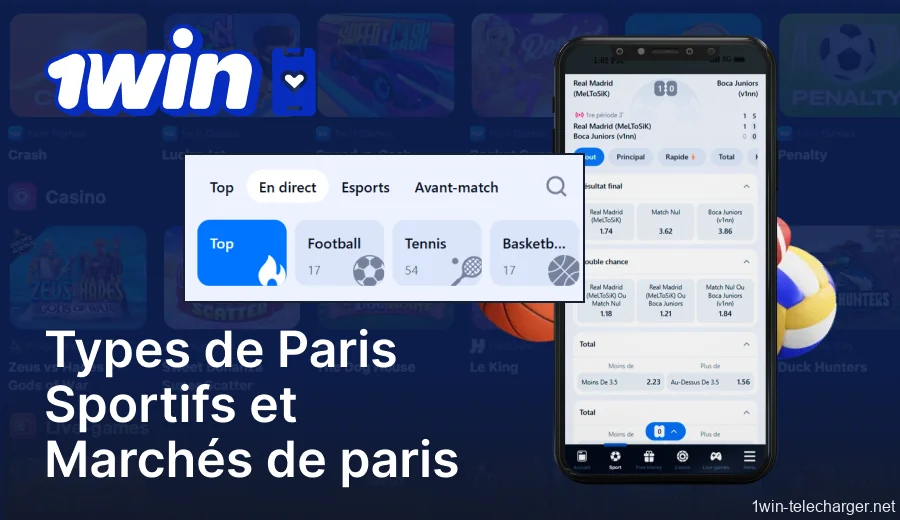 L'application 1win propose une variété d'options et de marchés de paris sportifs