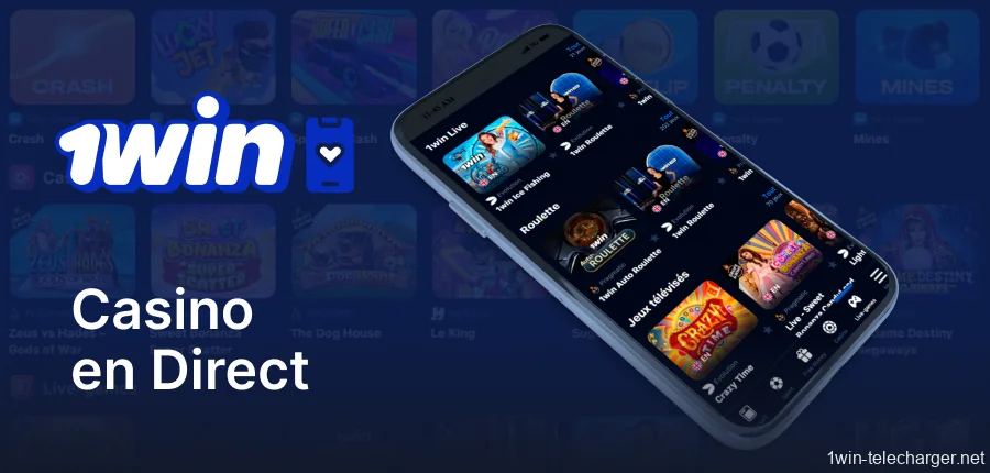 Jouez à des jeux de casino en direct sur l'application 1win