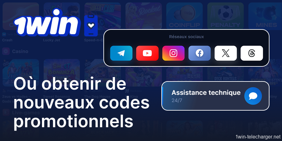 Où pouvez-vous trouver de nouveaux codes promotionnels pour l'application 1win